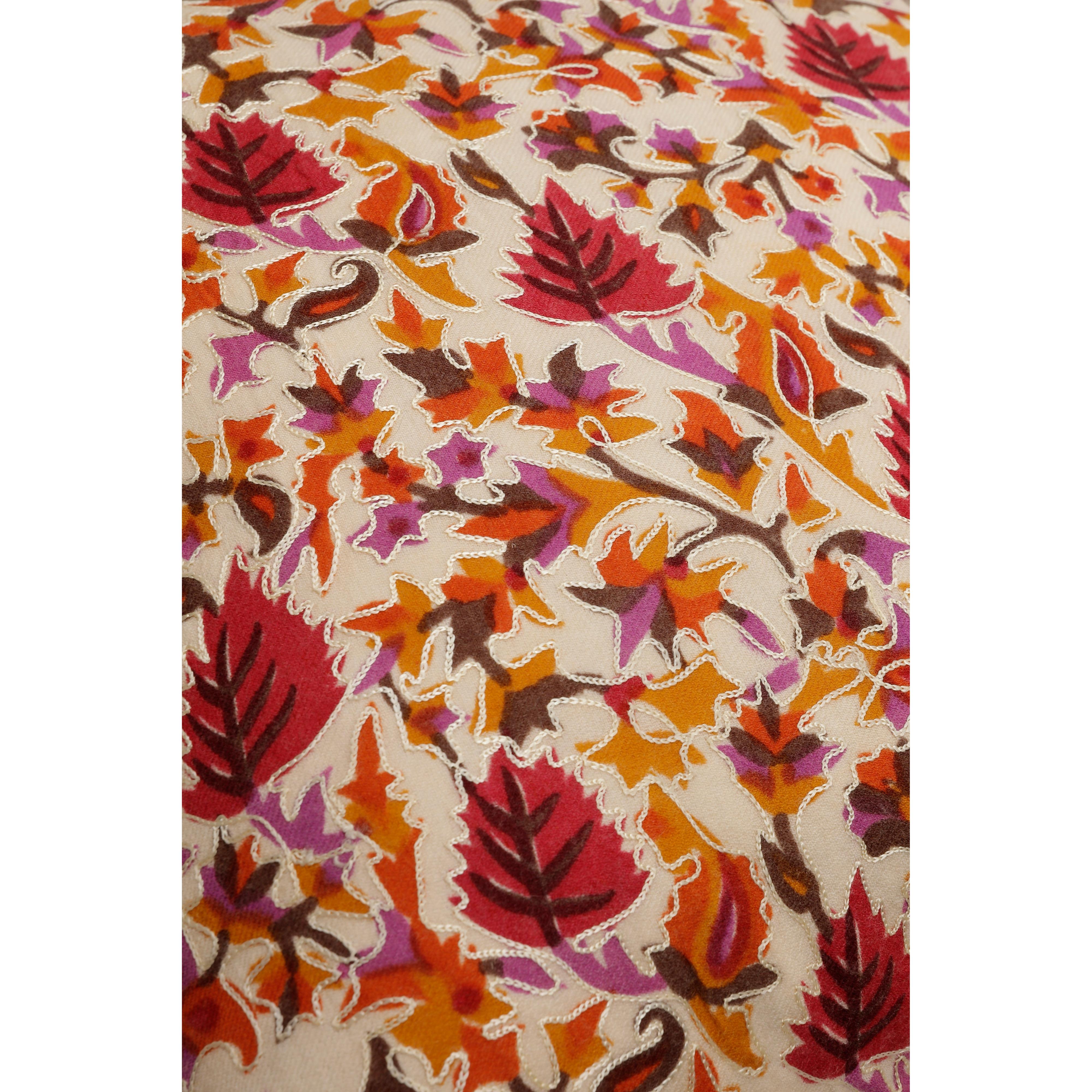 Chloris Kare Yastık Bordo Turuncu Çiçekli