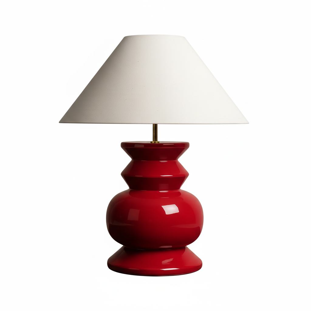 Chunky Ahşap Abajur Kırmızı-Abajur-Pinot Interior-NowShopFun