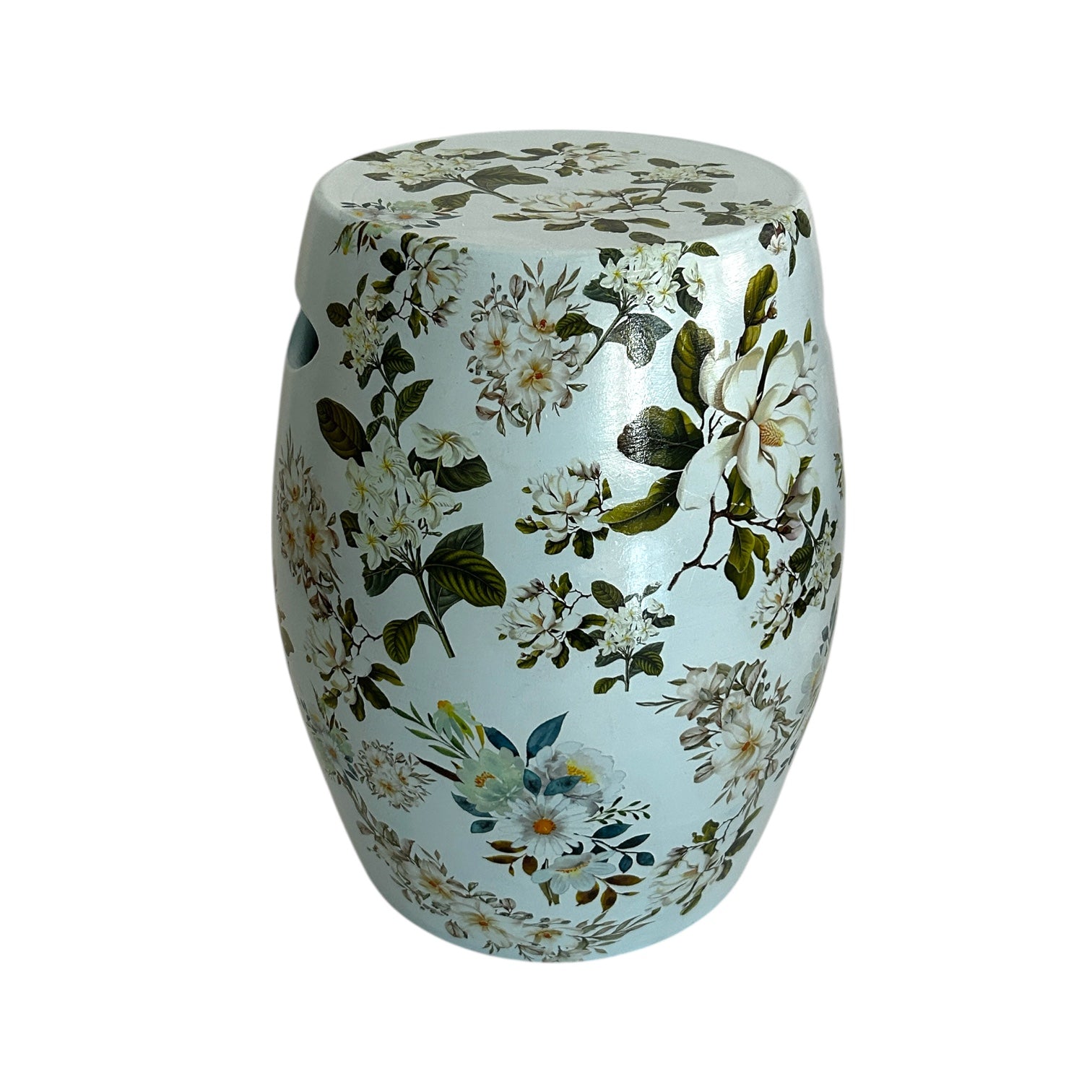 Çiçek Desen Mavi Seramik Sehpa