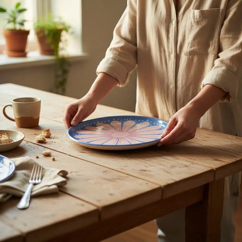 Çiçek Desenli Seramik Tabak