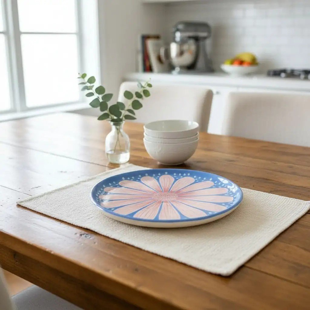 Çiçek Desenli Seramik Tabak