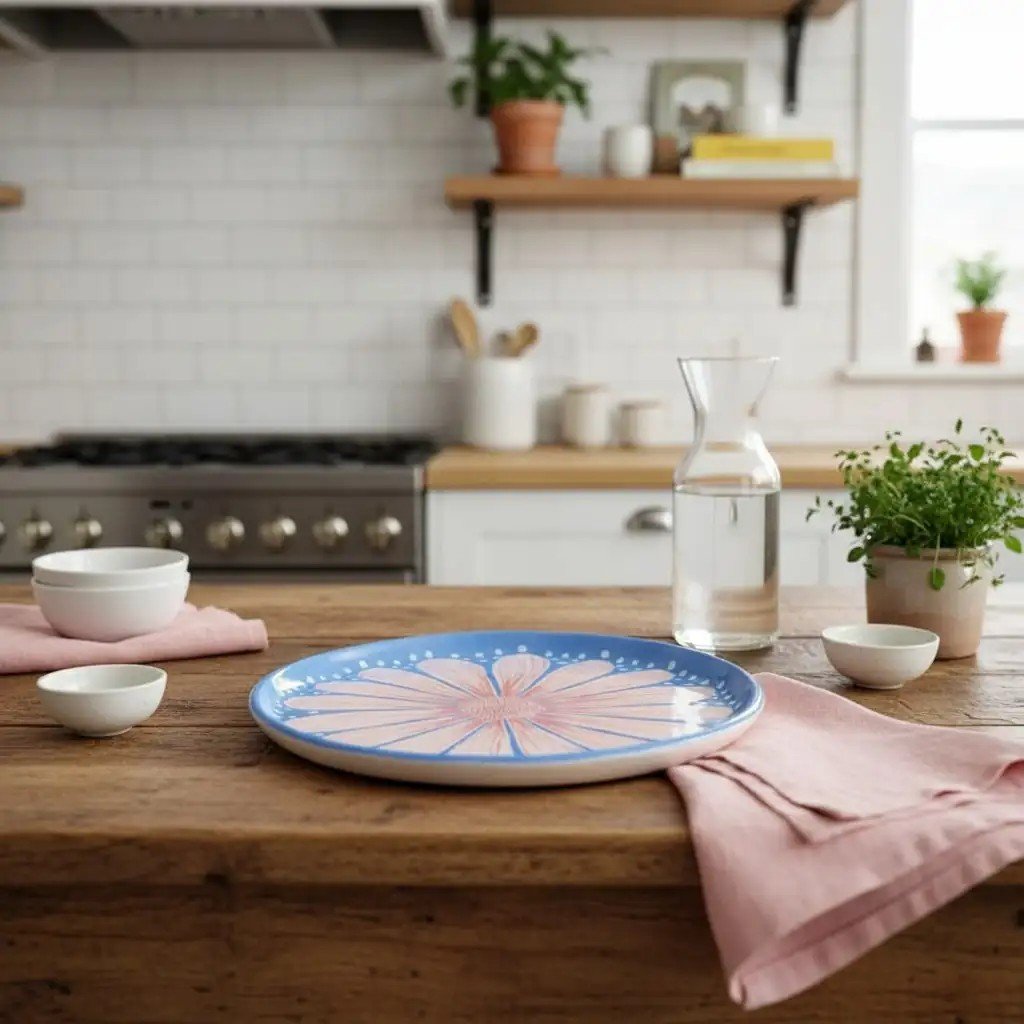 Çiçek Desenli Seramik Tabak