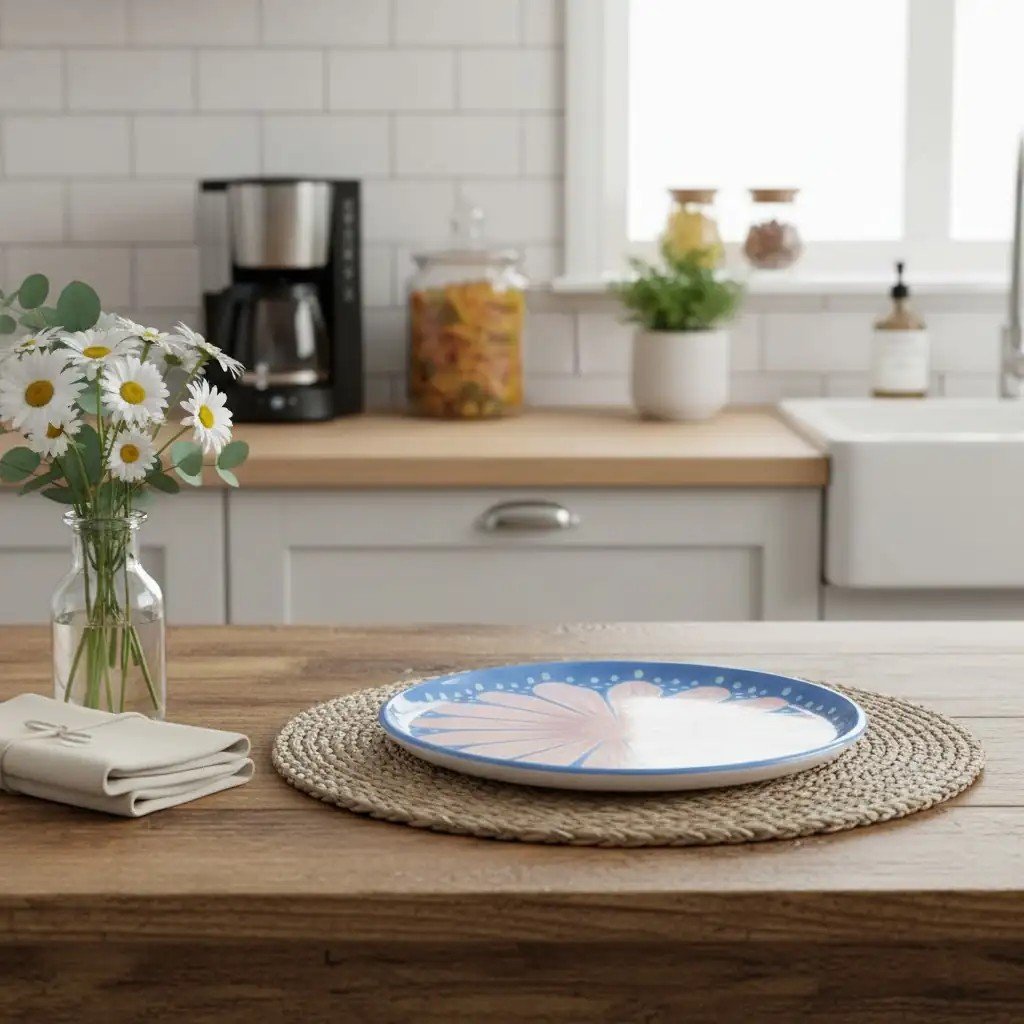 Çiçek Desenli Seramik Tabak