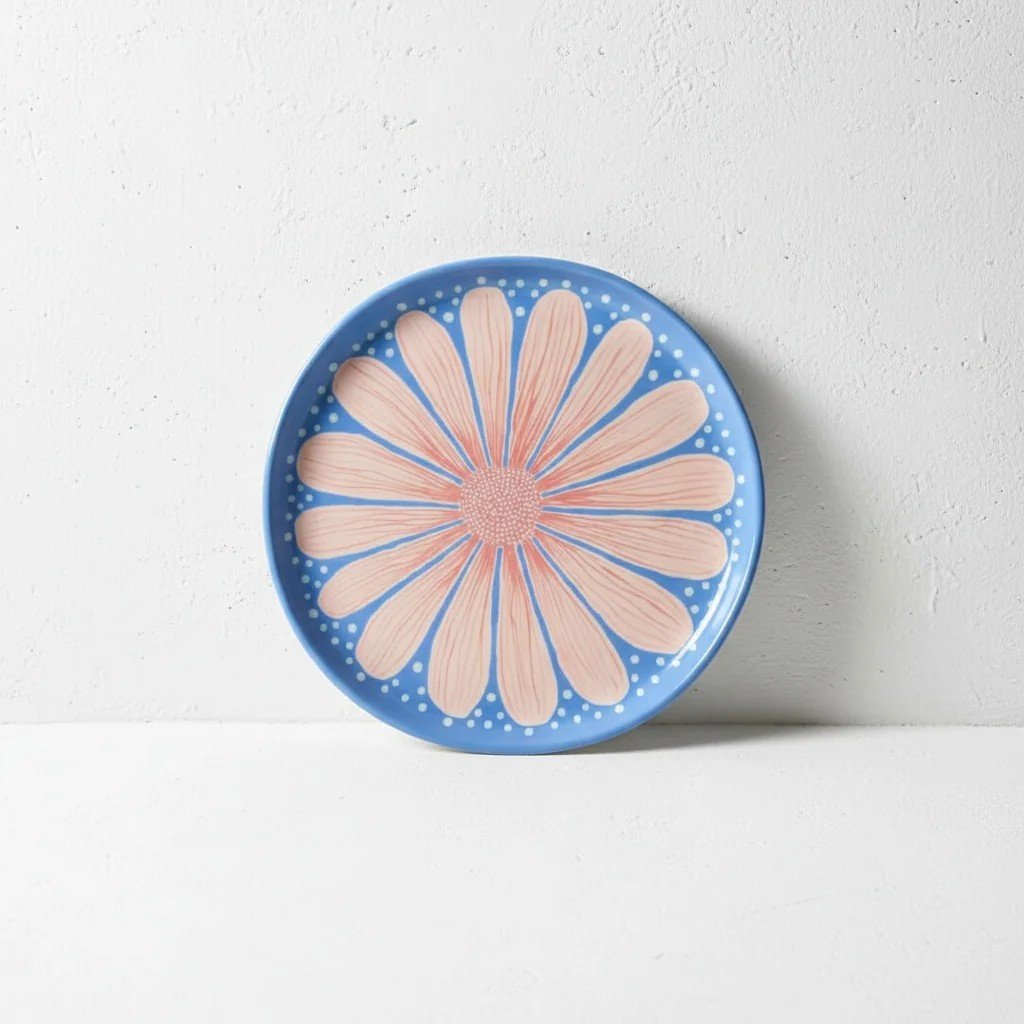 Çiçek Desenli Seramik Tabak