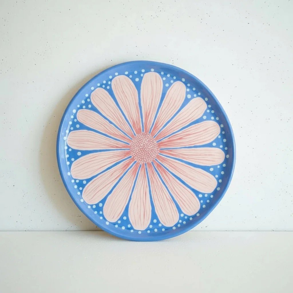 Çiçek Desenli Seramik Tabak