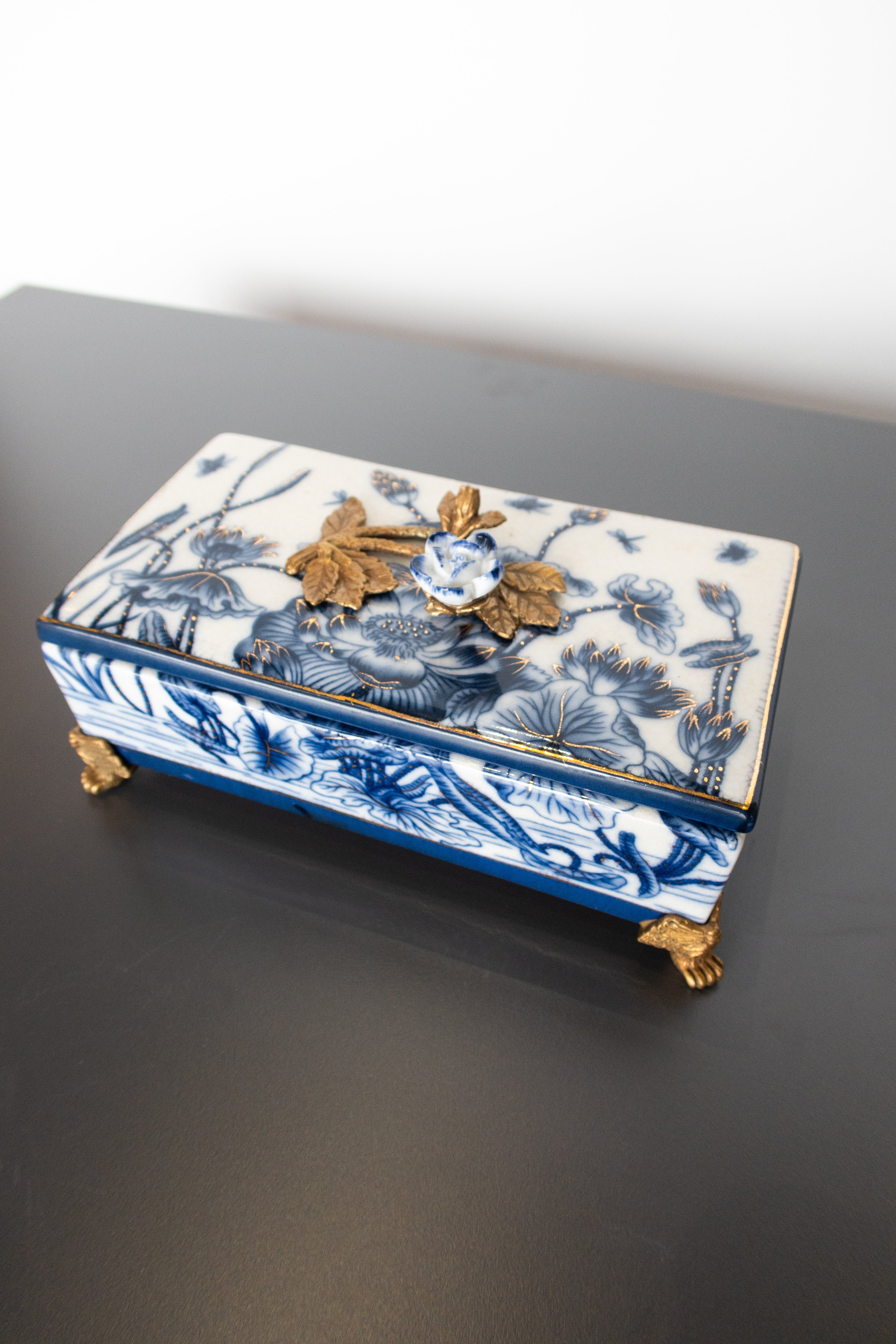 Çiçek Detaylı Dekoratif Kutu-Saklama Kutusu-Rubino Home-NowShopFun