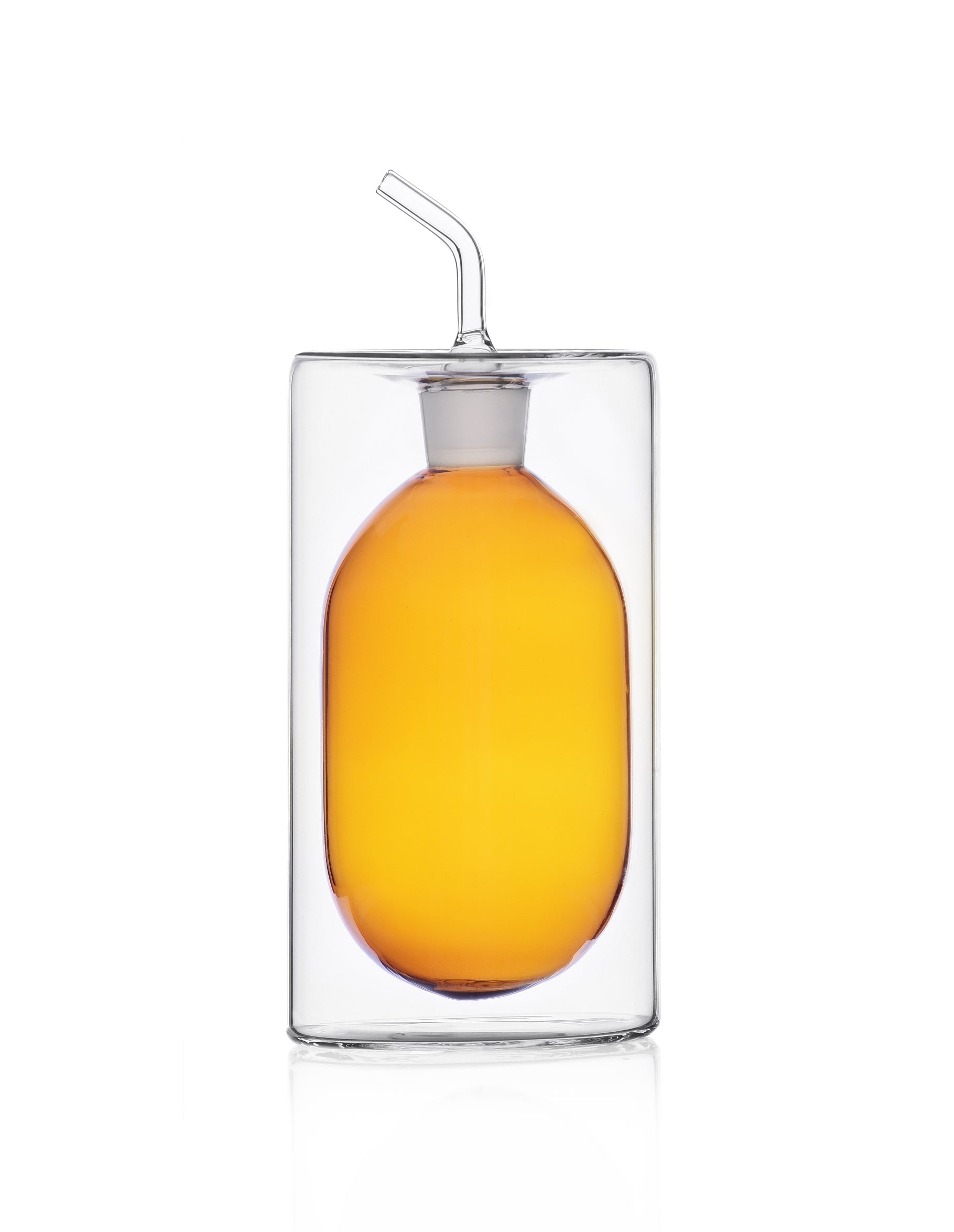 Cilindro Çift Duvarlı Turuncu Borosilikat Cam Yağ Şişesi 250 ml-Yağdanlık & Şişe-Ichendorf Milano-NowShopFun