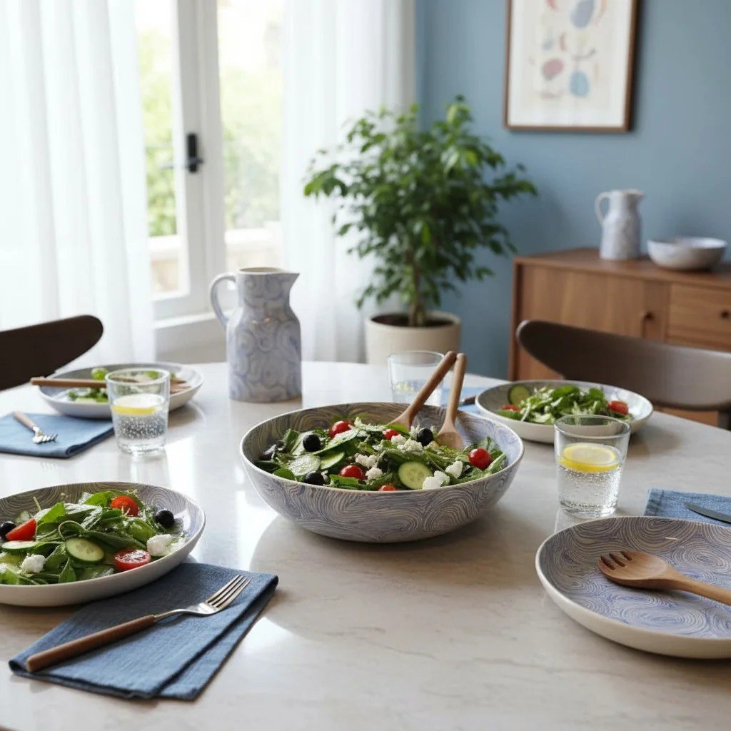 Çizgili Büyük Stoneware Tabak