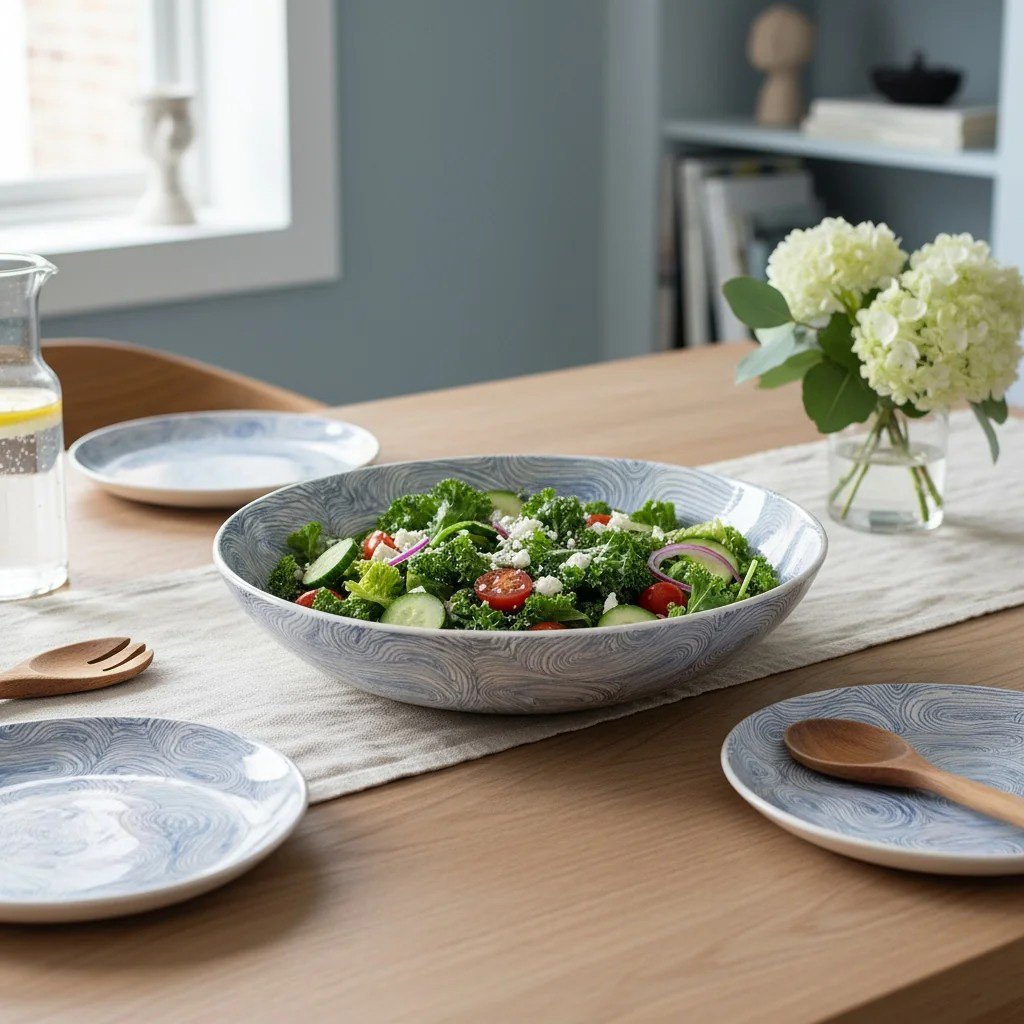 Çizgili Büyük Stoneware Tabak