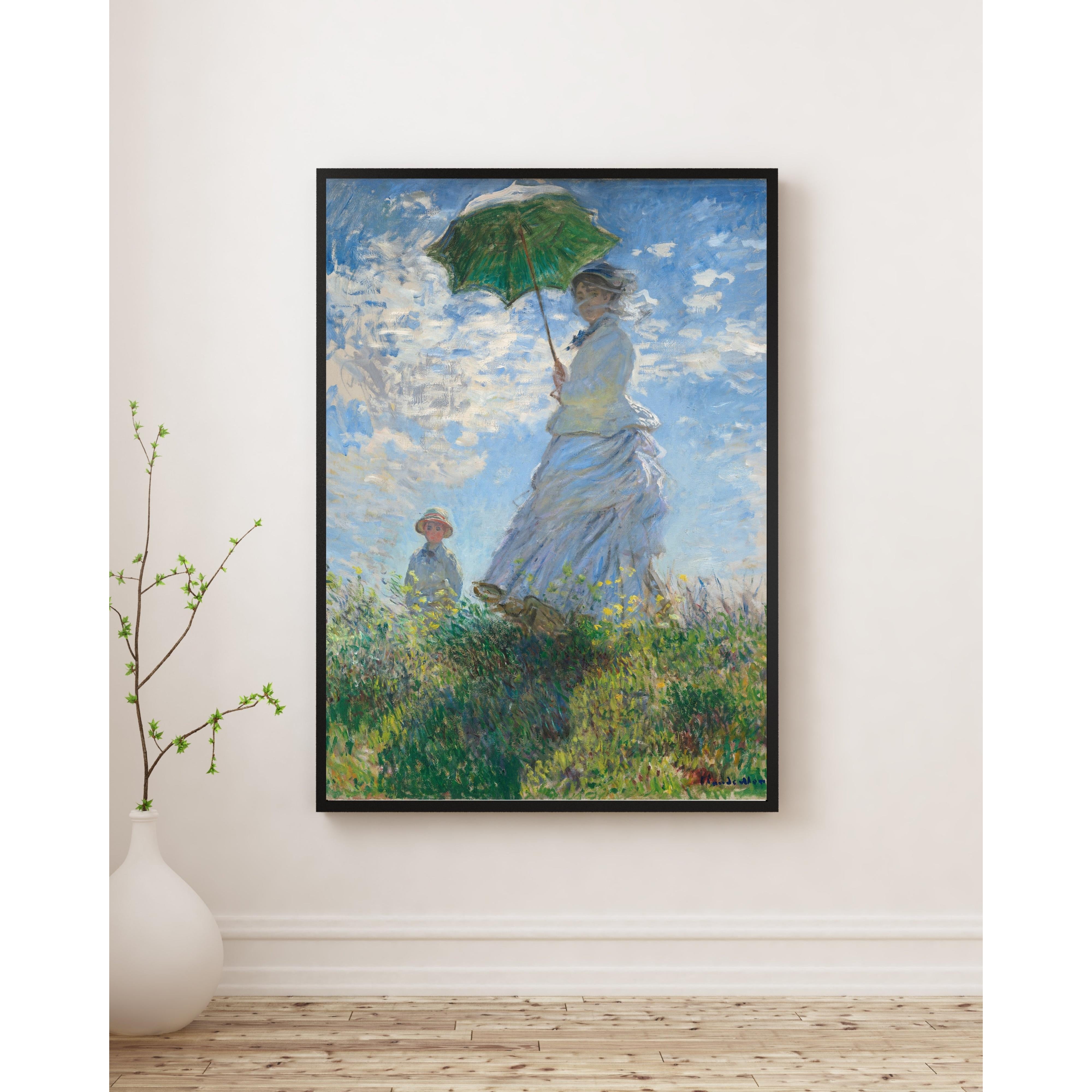 Claude Monet - Şemsiyeli Kadın Madame Monet ve Oğlu Poster