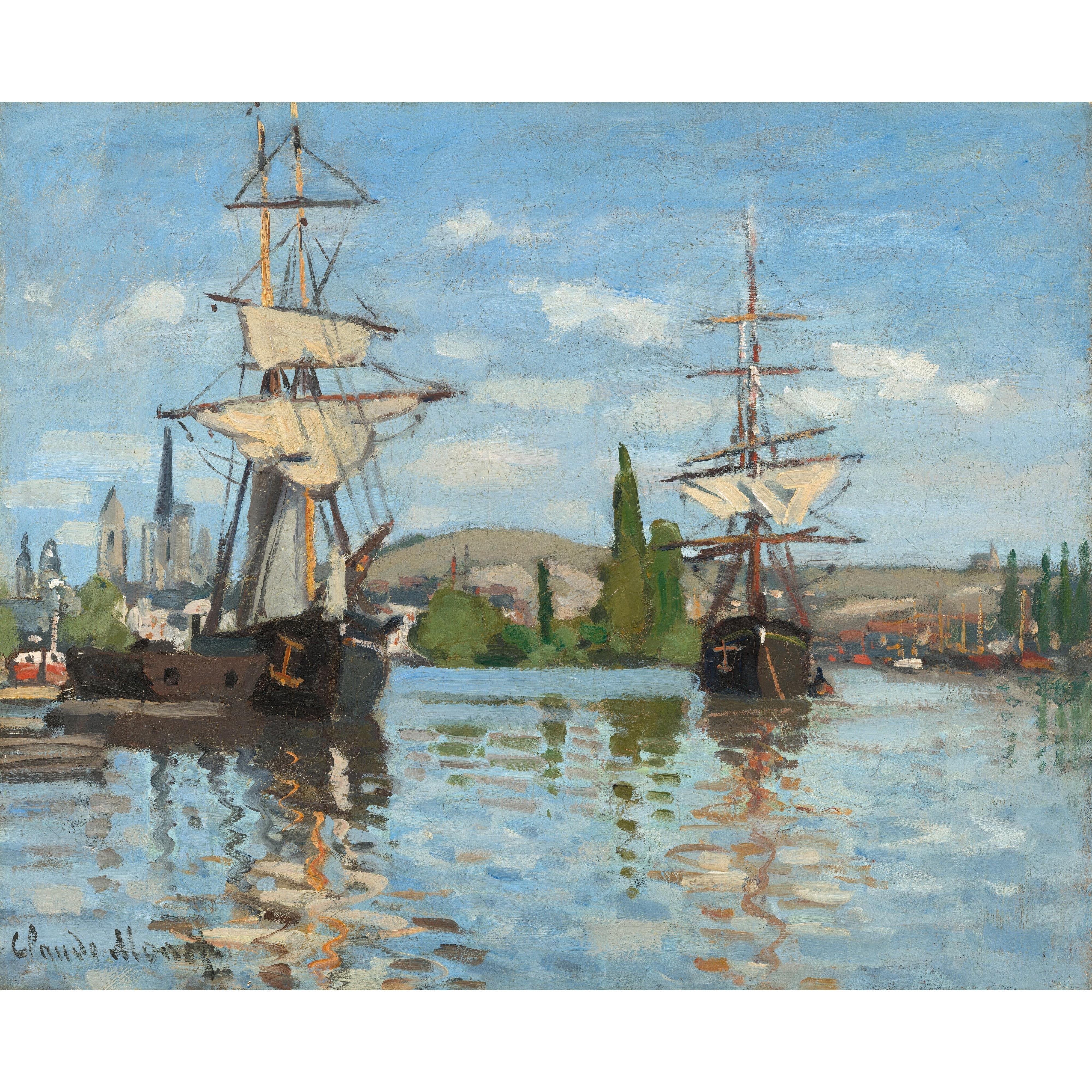 Claude Monet - Rouen’de Seine Üzerinde Demirli Gemiler Fine Art Baskı