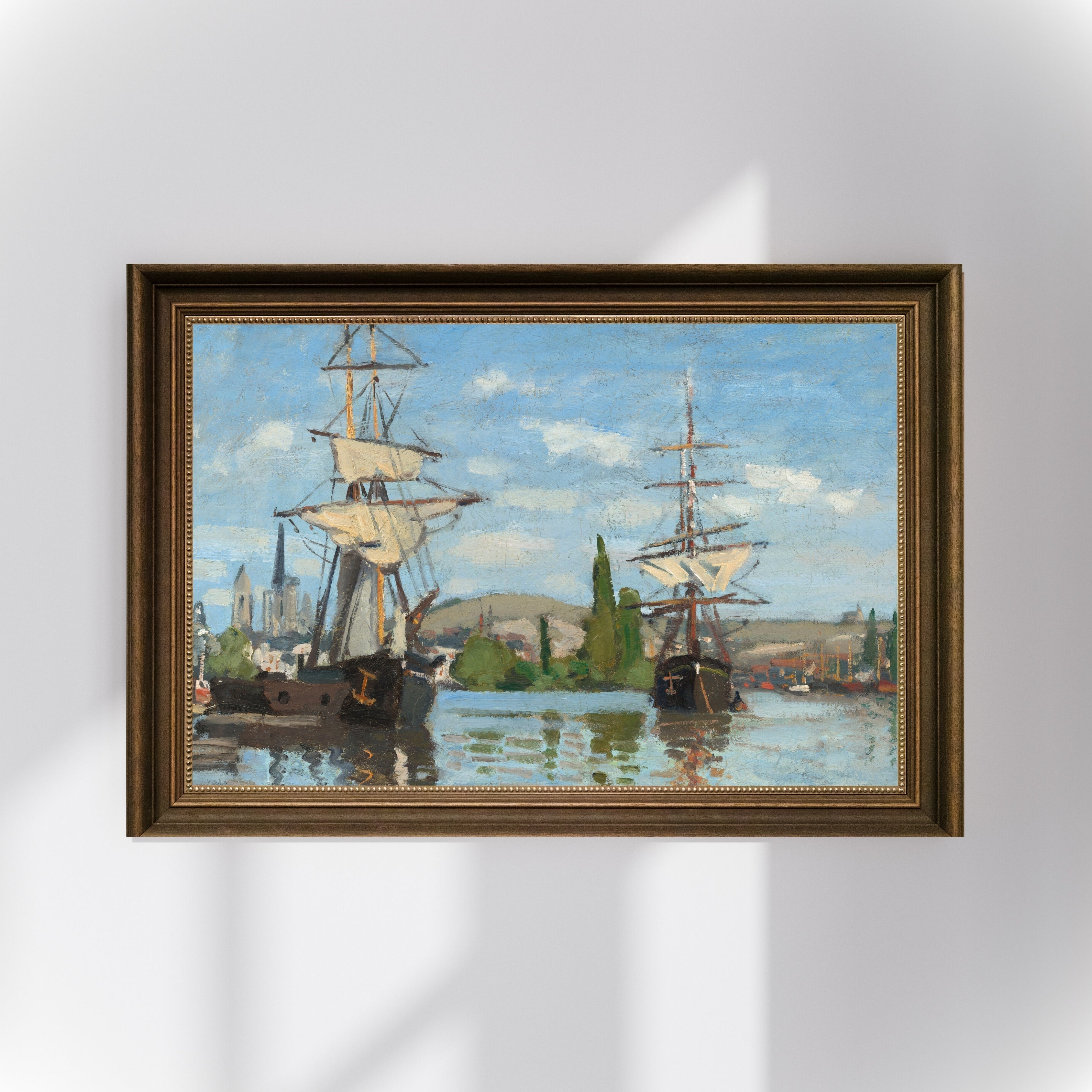 Claude Monet - Rouen’de Seine Üzerinde Demirli Gemiler Fine Art Baskı