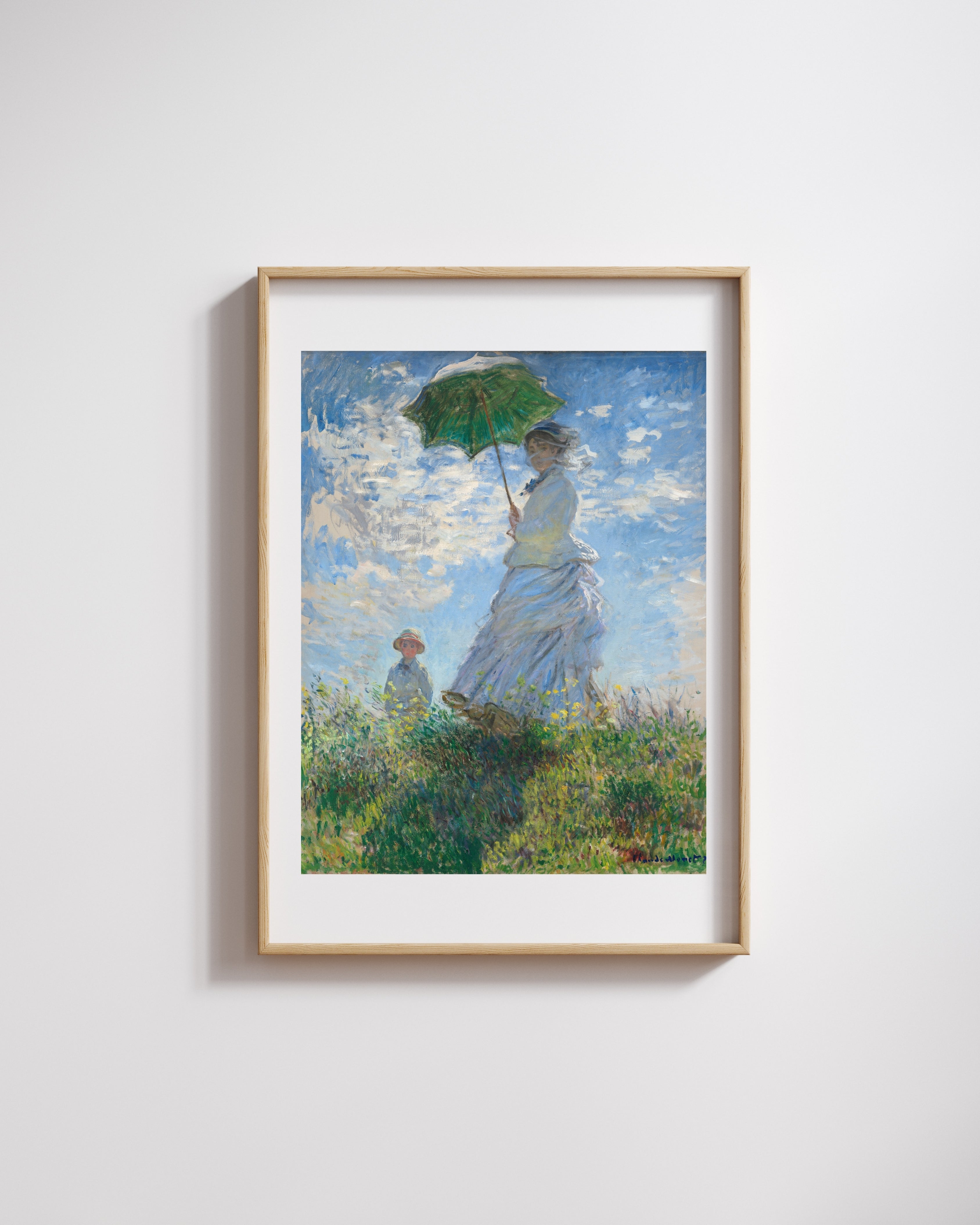 Claude Monet - Şemsiyeli Kadın Madame Monet ve Oğlu Fine Art Baskı