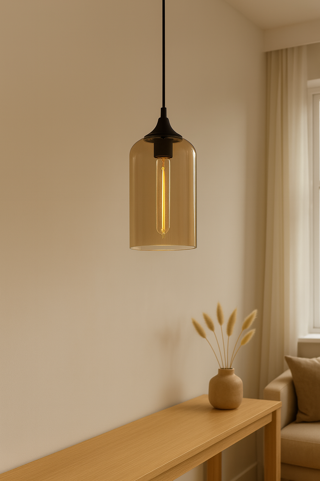 Clear Tube Cam Sarkıt Lamba-Tavan Aydınlatması-livingstore-Amber-NowShopFun