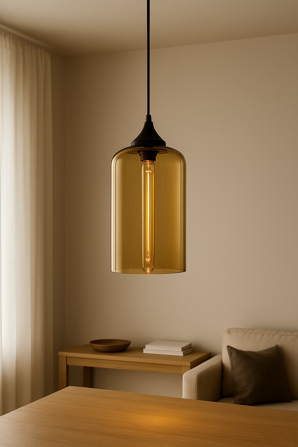 Clear Tube Cam Sarkıt Lamba-Tavan Aydınlatması-livingstore-Amber-NowShopFun