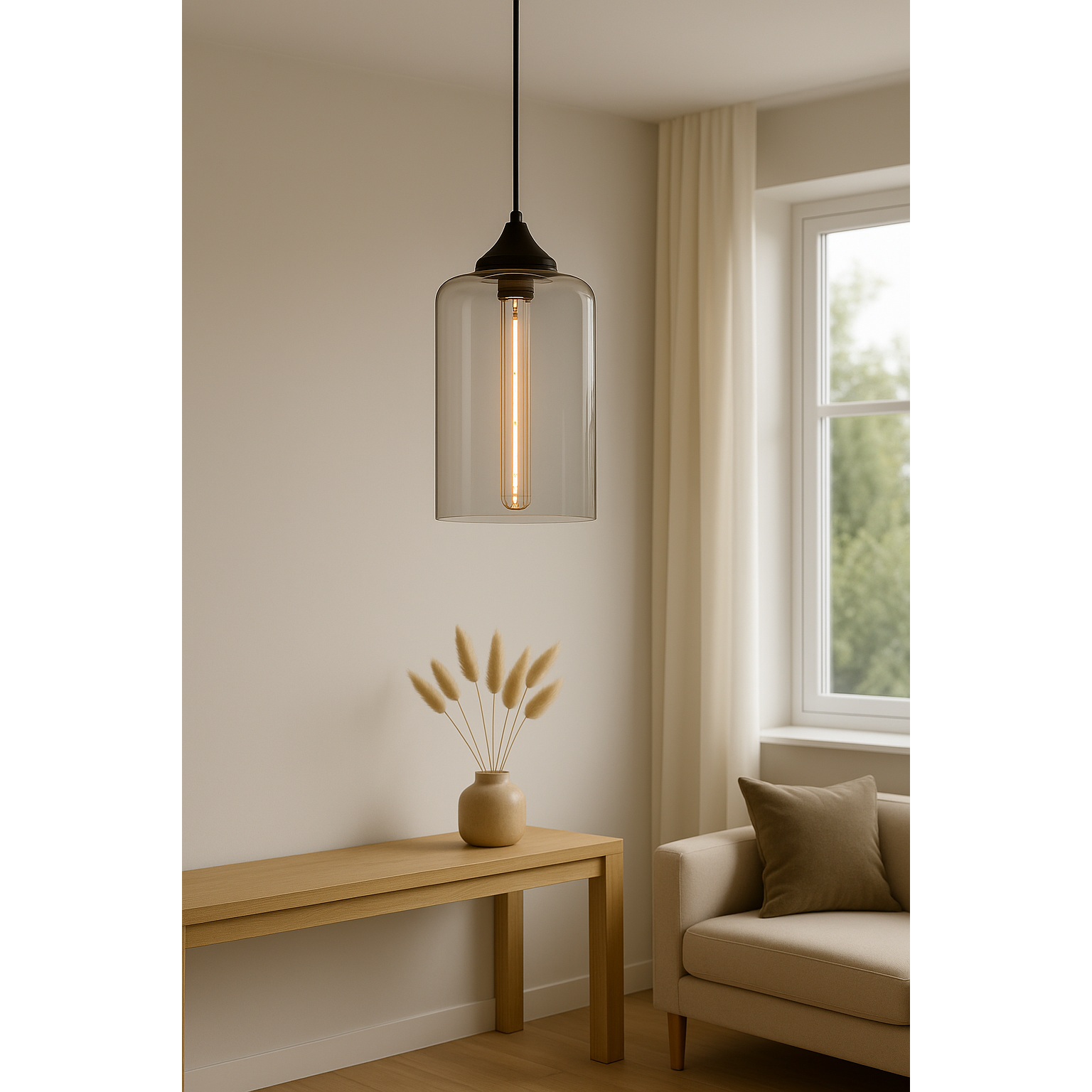 Clear Tube Cam Sarkıt Lamba-Tavan Aydınlatması-livingstore-Amber-NowShopFun