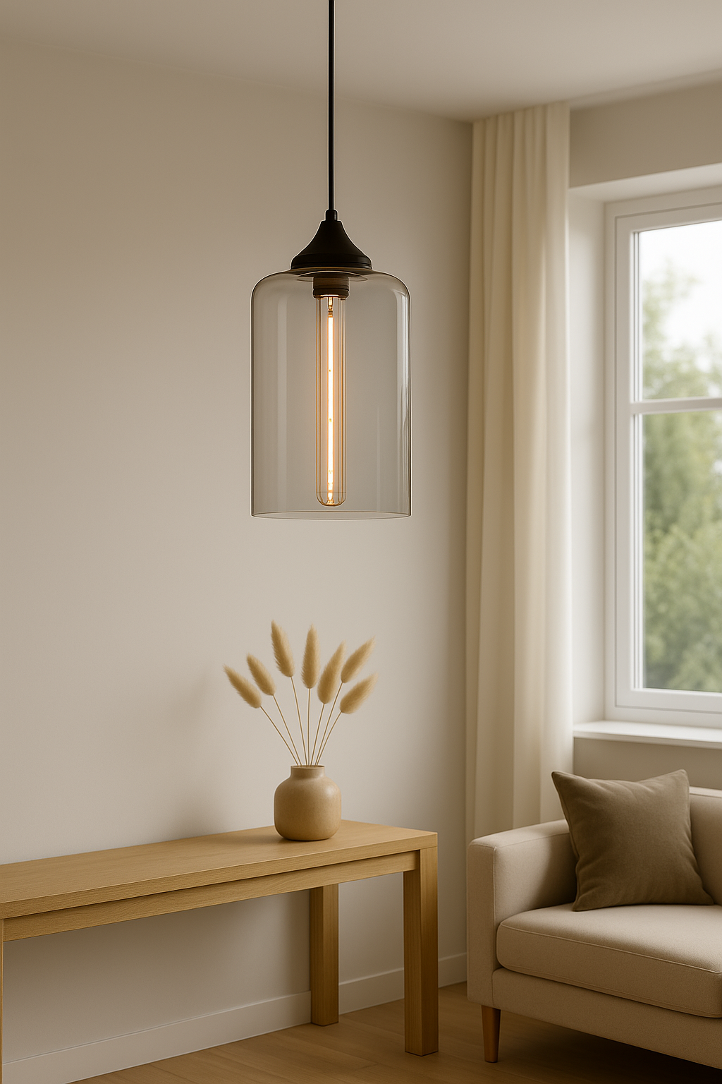 Clear Tube Cam Sarkıt Lamba-Tavan Aydınlatması-livingstore-Amber-NowShopFun