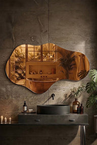 Cloudy Asimetrik Duvar Aynası-Ayna-Yapı Cam-Bronz-NowShopFun