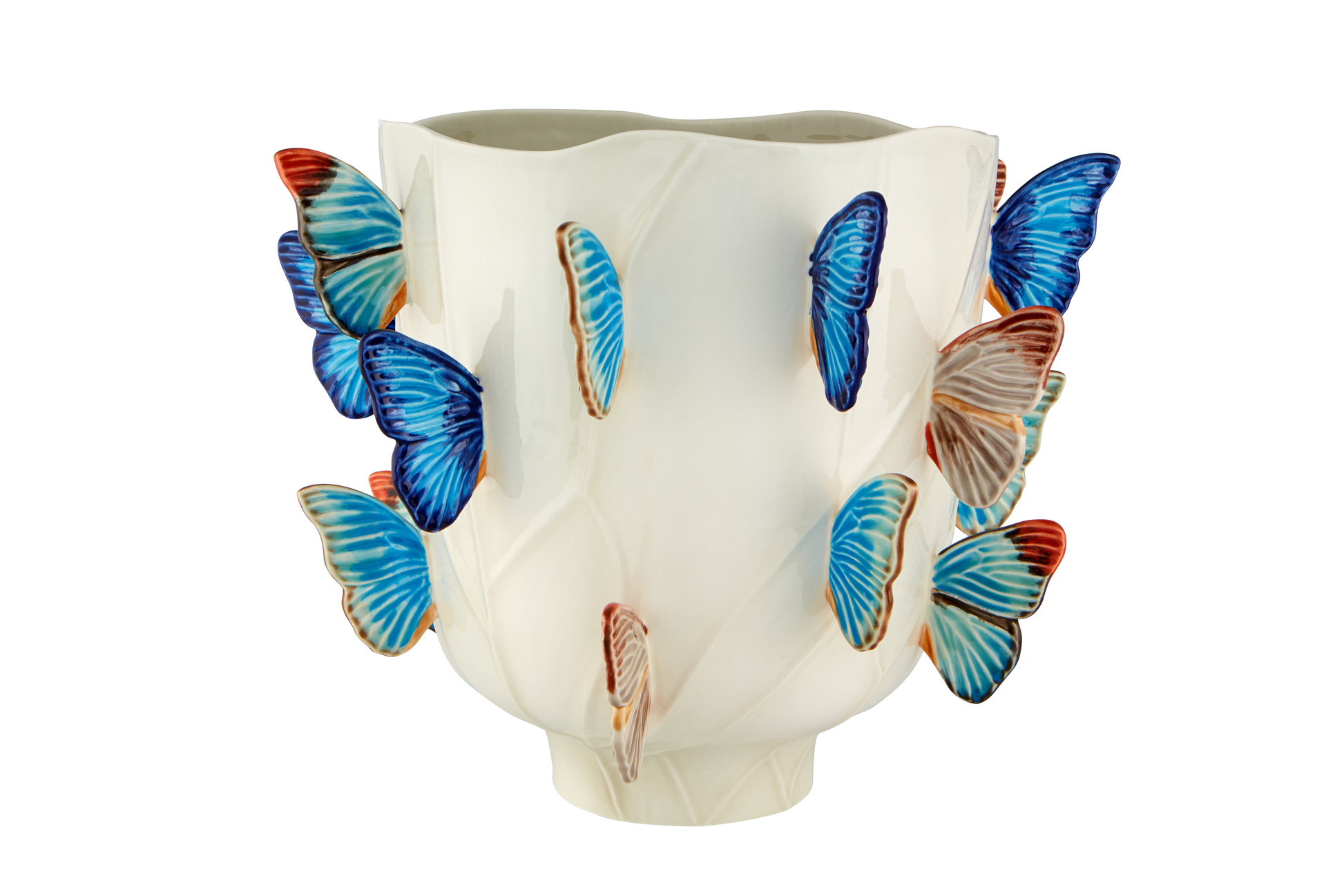 Cloudy Butterflies Büyük Kelebekli Seramik Vazo