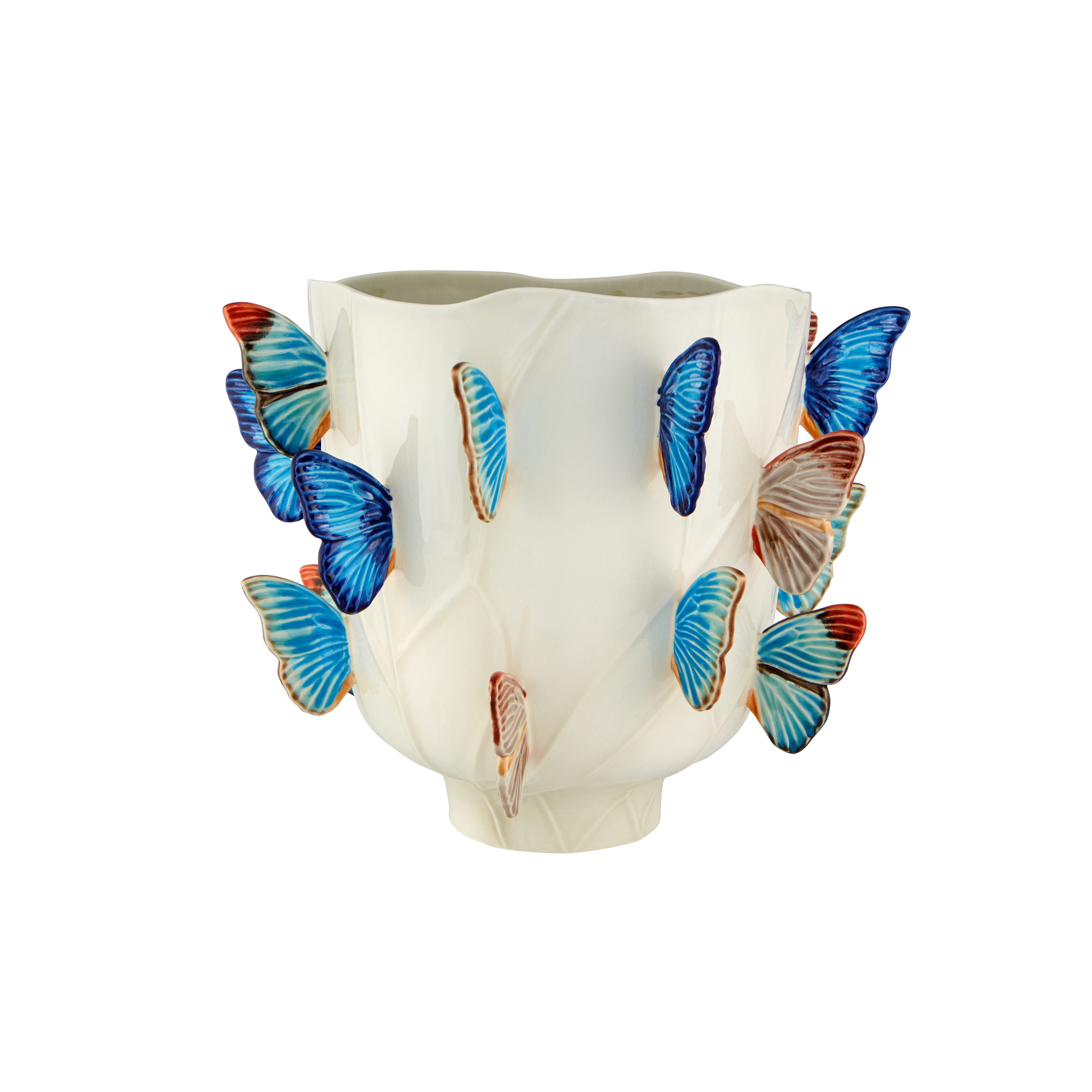 Cloudy Butterflies Büyük Kelebekli Seramik Vazo