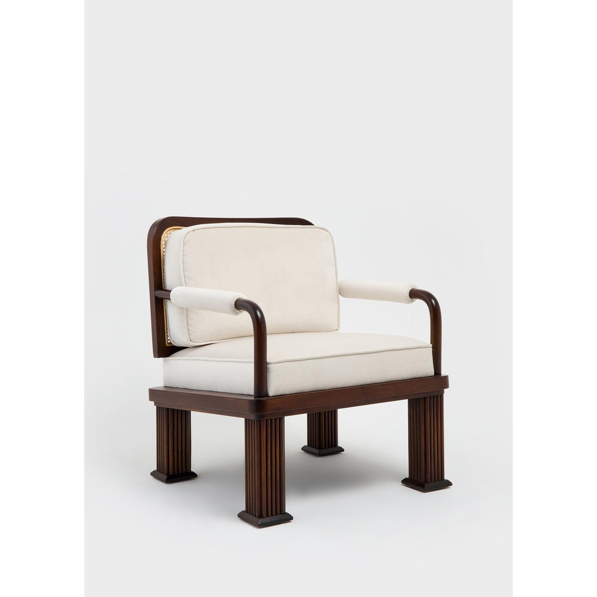 Column Chair Rattan Detaylı Tekli Koltuk-Koltuk-ALPAQ STUDIO-Bukle Kumaş-NowShopFun