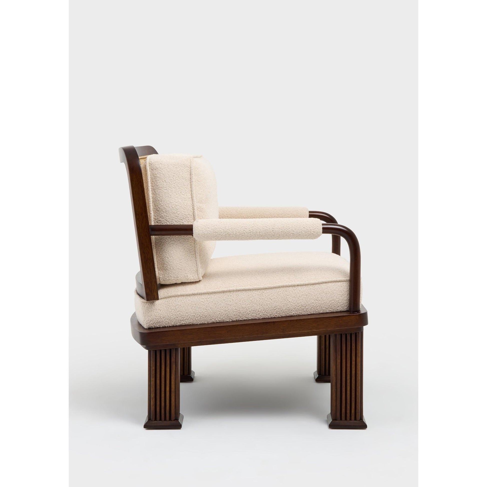 Column Chair Rattan Detaylı Tekli Koltuk-Koltuk-ALPAQ STUDIO-Bukle Kumaş-NowShopFun