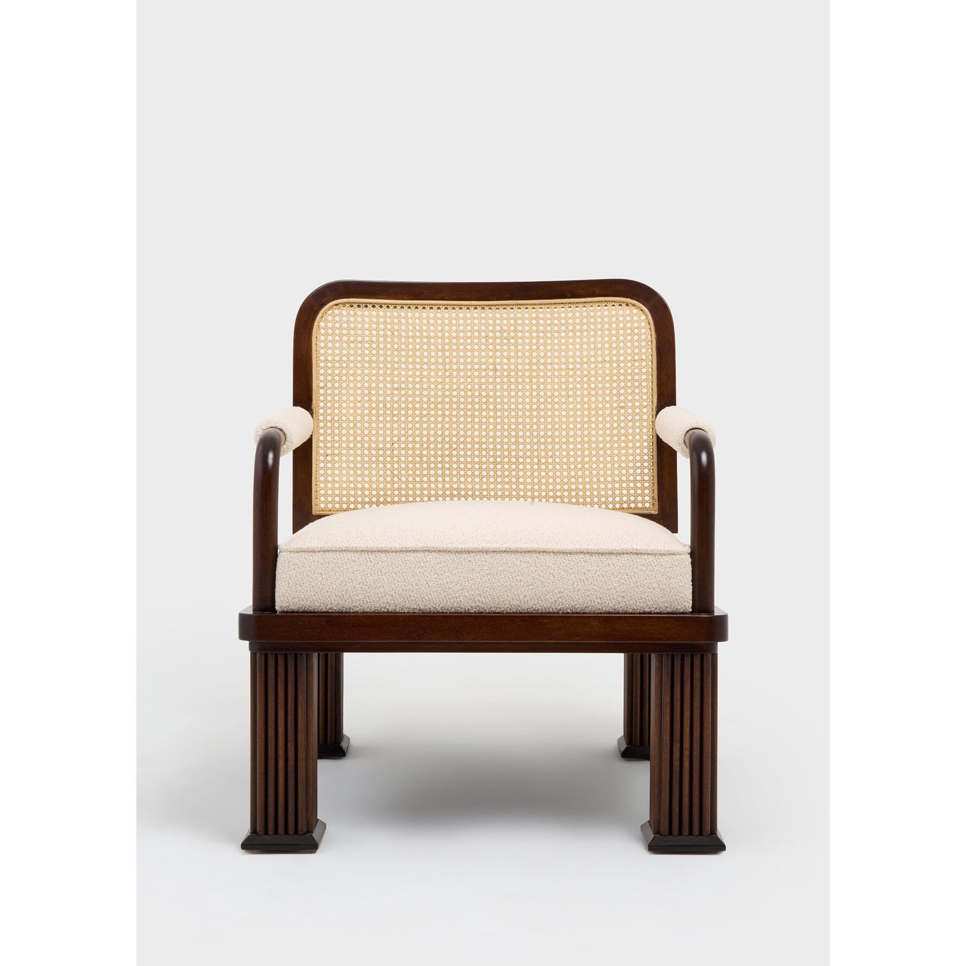 Column Chair Rattan Detaylı Tekli Koltuk-Koltuk-ALPAQ STUDIO-Bukle Kumaş-NowShopFun