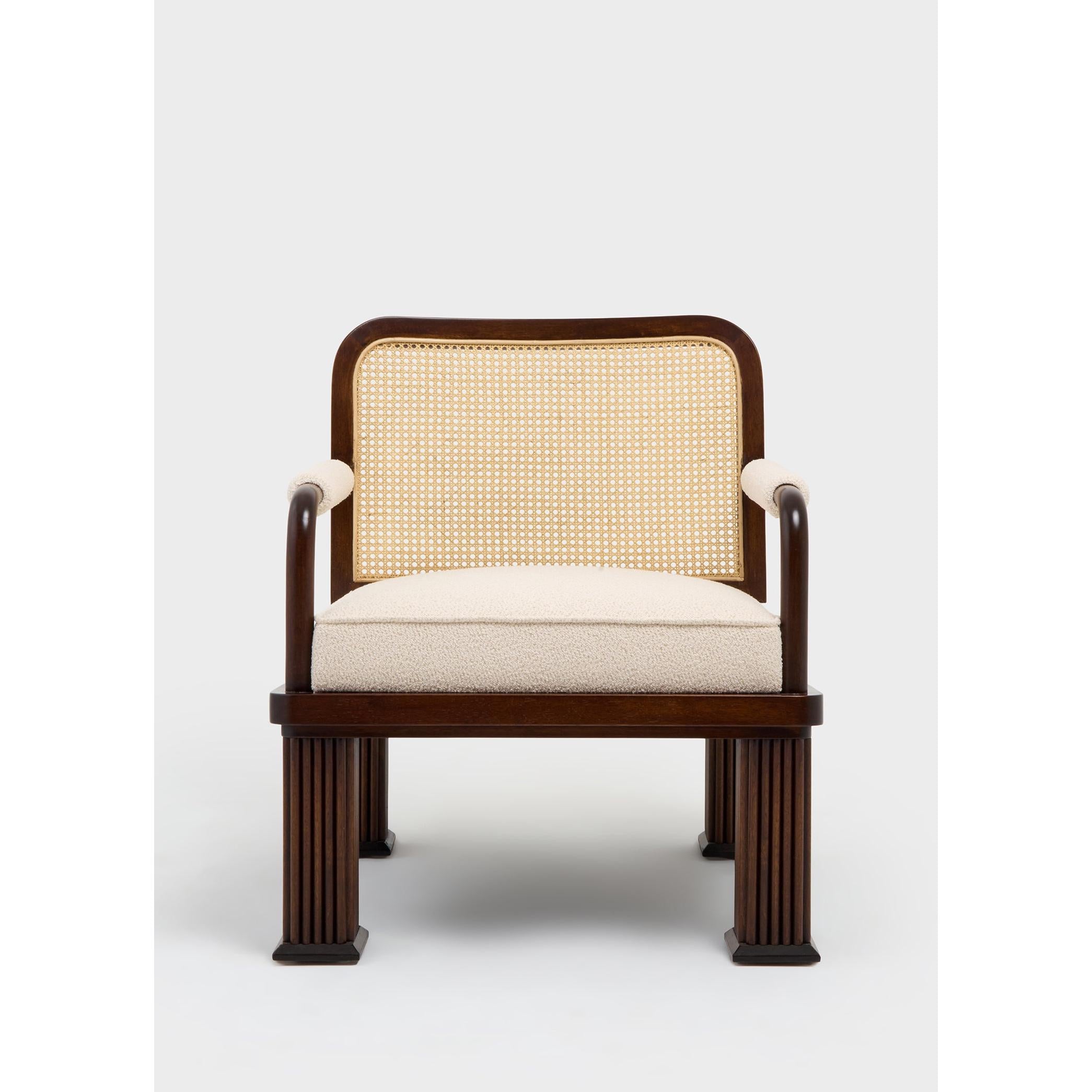 Column Chair Rattan Detaylı Tekli Koltuk-Koltuk-ALPAQ STUDIO-Bukle Kumaş-NowShopFun