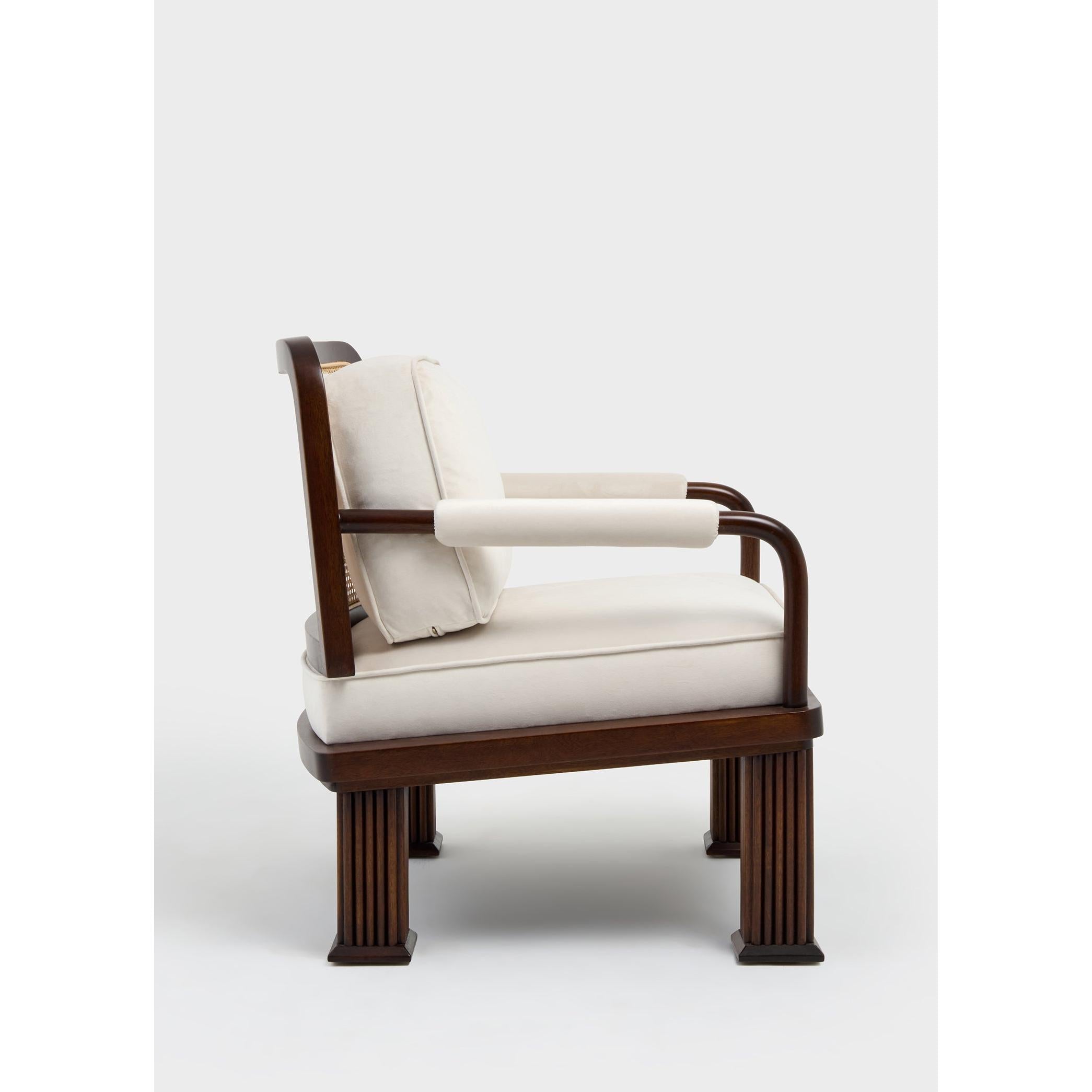 Column Chair Rattan Detaylı Tekli Koltuk-Koltuk-ALPAQ STUDIO-Bukle Kumaş-NowShopFun