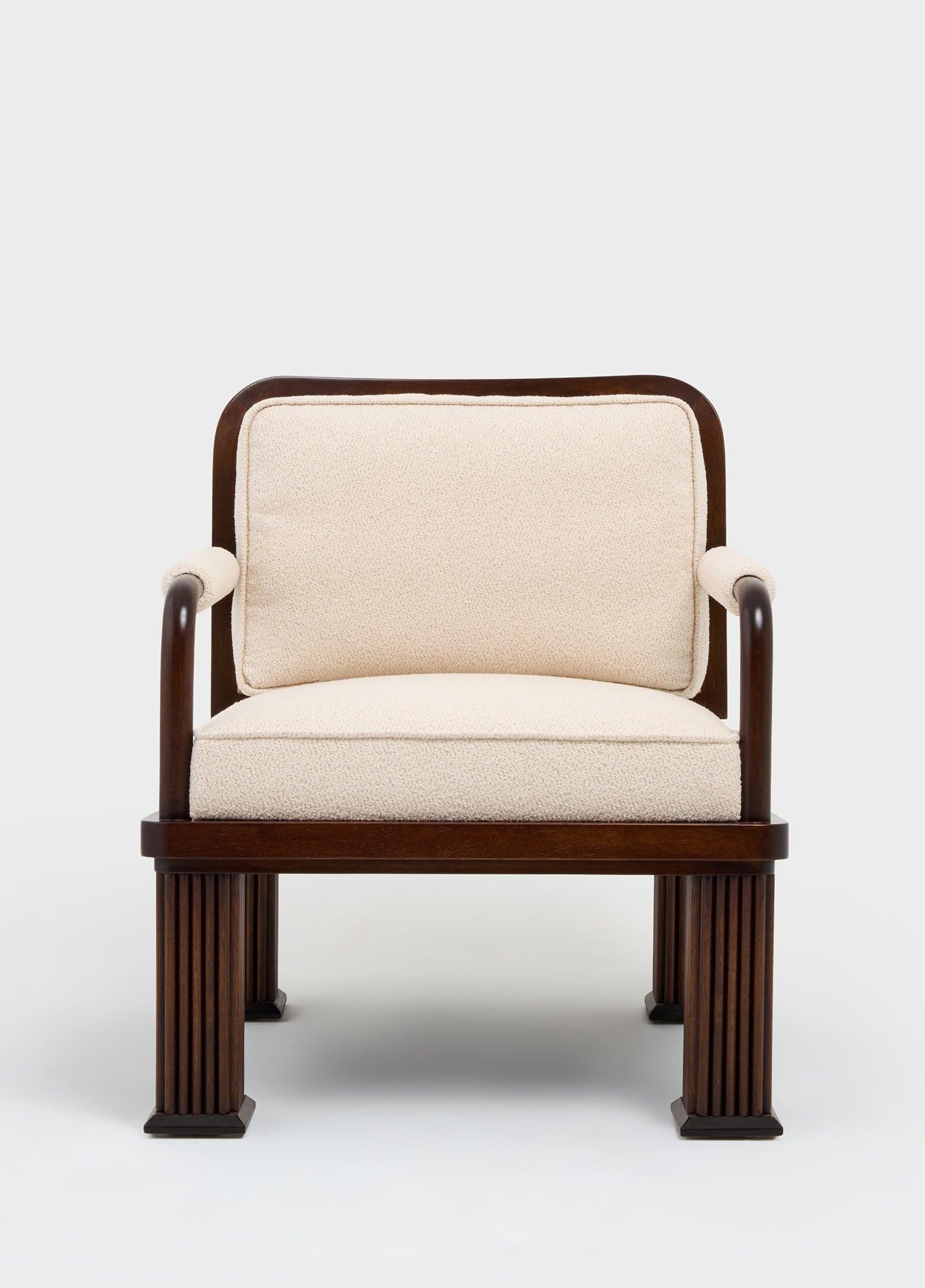 Column Chair Rattan Detaylı Tekli Koltuk-Koltuk-ALPAQ STUDIO-Bukle Kumaş-NowShopFun