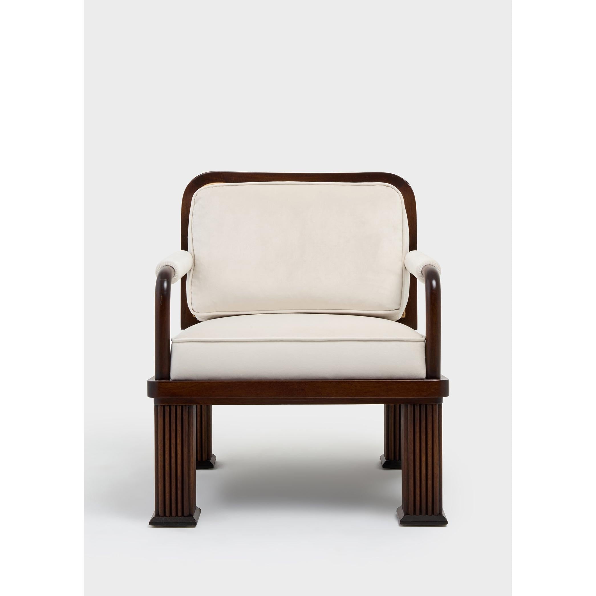 Column Chair Rattan Detaylı Tekli Koltuk-Koltuk-ALPAQ STUDIO-Kadife Kumaş-NowShopFun