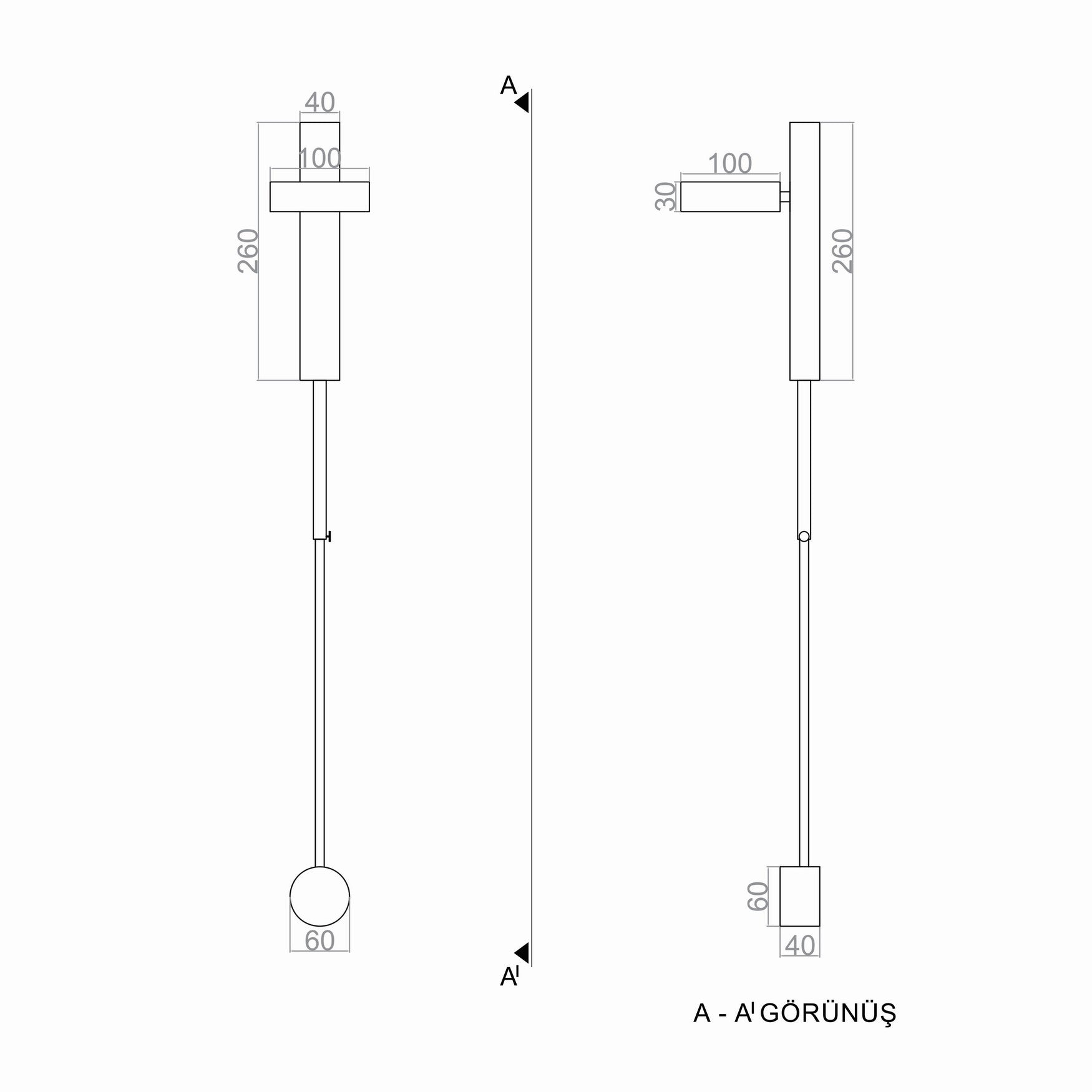 Conccealer Led Duvar Aplik 100 Cm
