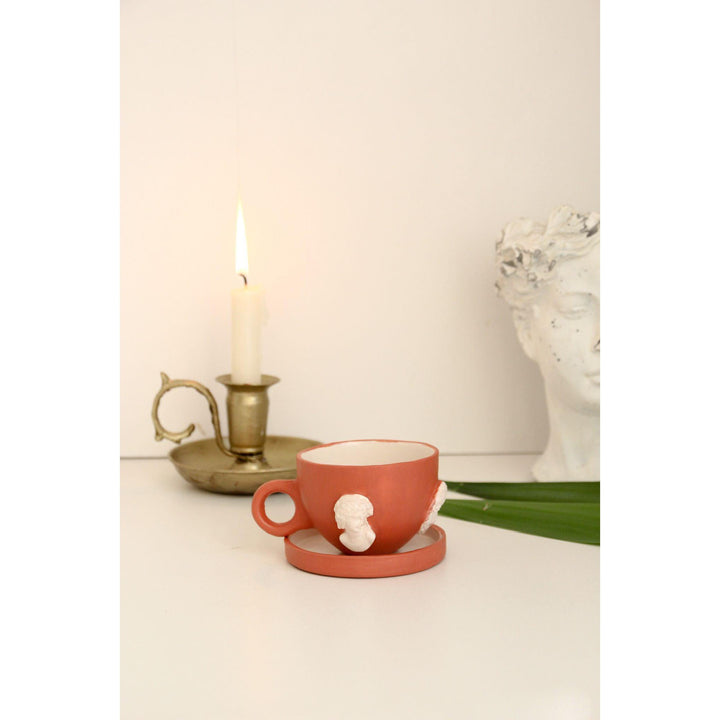 Coral & White Cup-Seramik Bardak-Meri Art Studio-NowShopFun