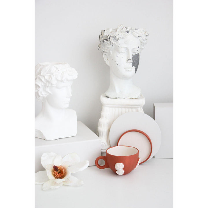 Coral & White Cup-Seramik Bardak-Meri Art Studio-NowShopFun