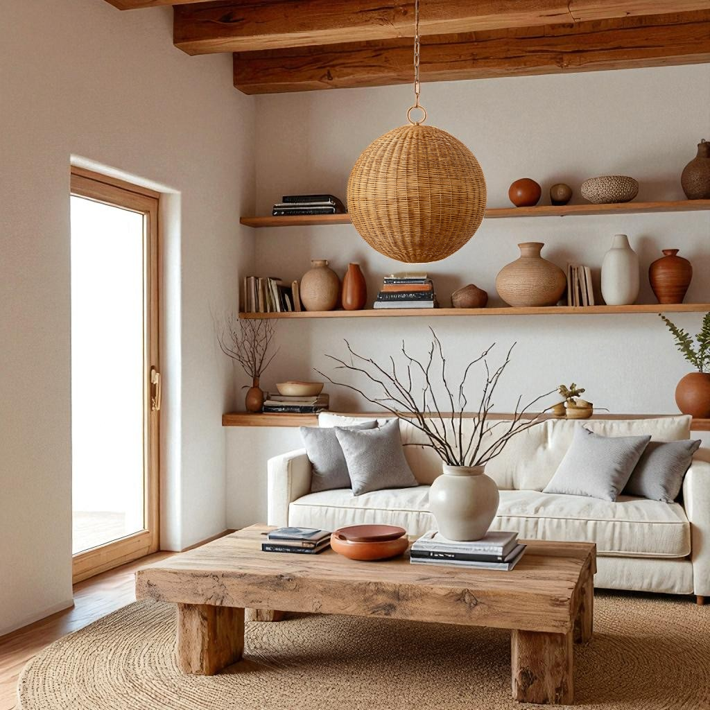 Cosmos Doğal Rattan Sarkıt Avize