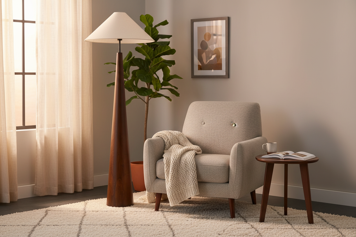 Craft Ahşap Lambader Ceviz-Lambader-Pinot Interior-NowShopFun