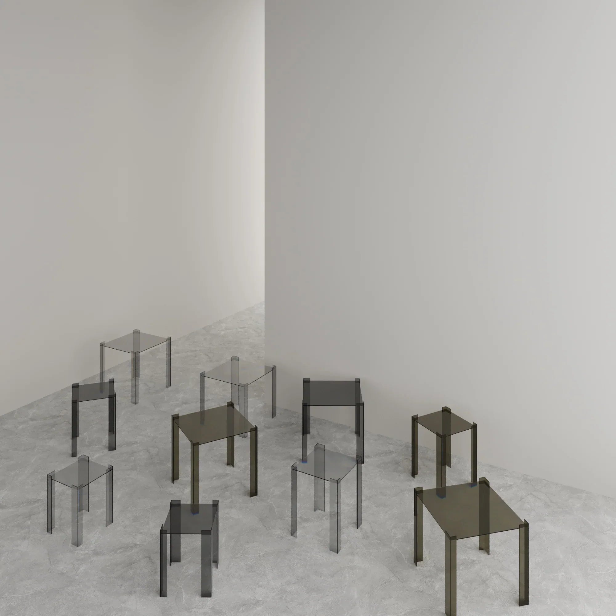 De Stijl Cam Yan Sehpa Büyük Transparan