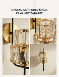 Crysten Kristal Duvar Apliği-Aplik-Alldesco-Gold-NowShopFun