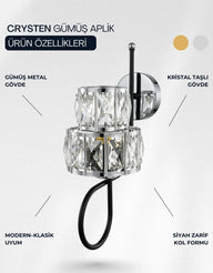 Crysten Kristal Duvar Apliği-Aplik-Alldesco-Gold-NowShopFun