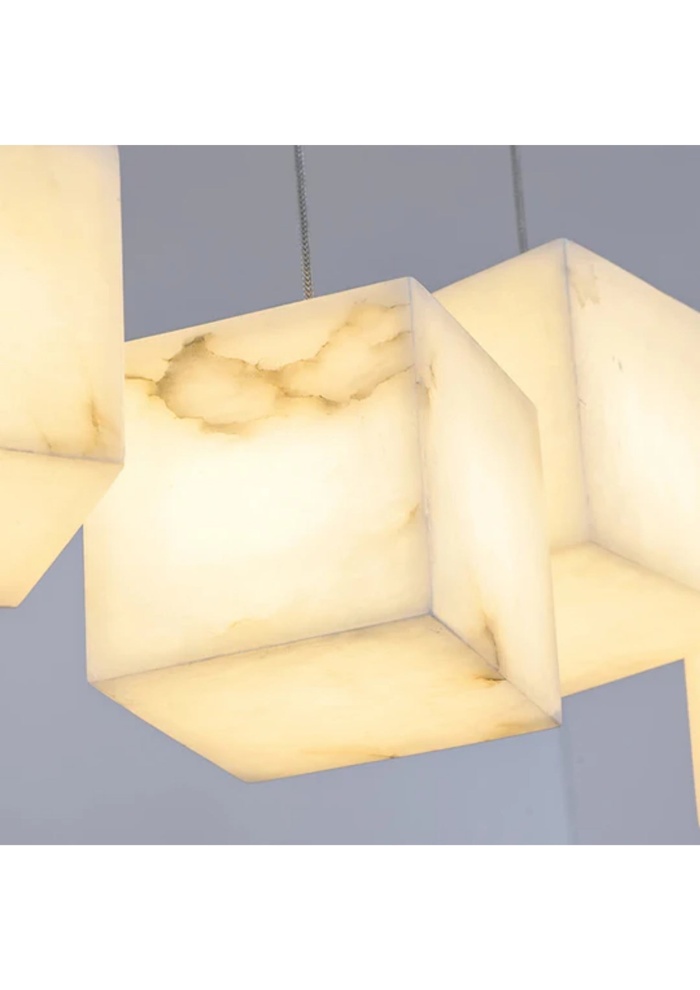 Cubo Modern Küp Formlu Altın Mermer Sarkıt Avize-Avize-Ronisu Aydınlatma-15x15 Tekli-NowShopFun