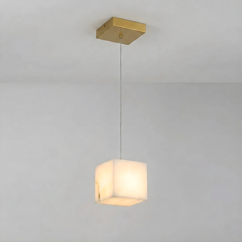 Cubo Modern Küp Formlu Altın Mermer Sarkıt Avize