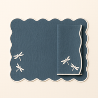 Damselfly Leke Tutmaz Amerikan Servis & Peçete Seti-Amerikan Servis-Mariaida Home-Beyaz/Yeşil-NowShopFun