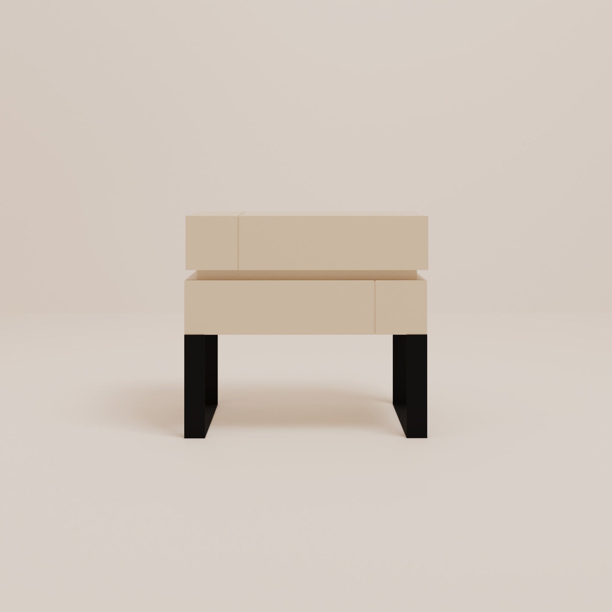 DE STIJL BED SIDE TABLE - Cream-Side Table-CREANDE-Beige-Black-NowShopFun