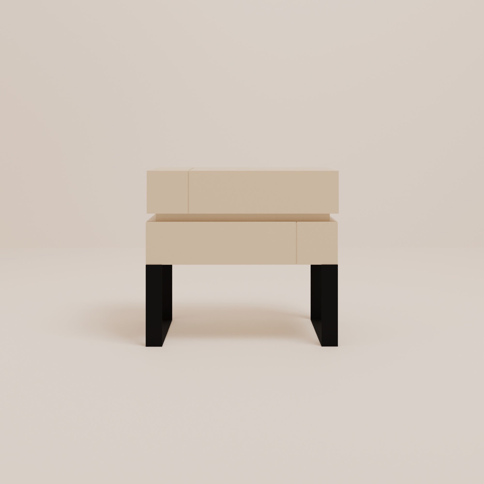 DE STIJL BED SIDE TABLE - Cream-Side Table-CREANDE-Beige-Black-NowShopFun