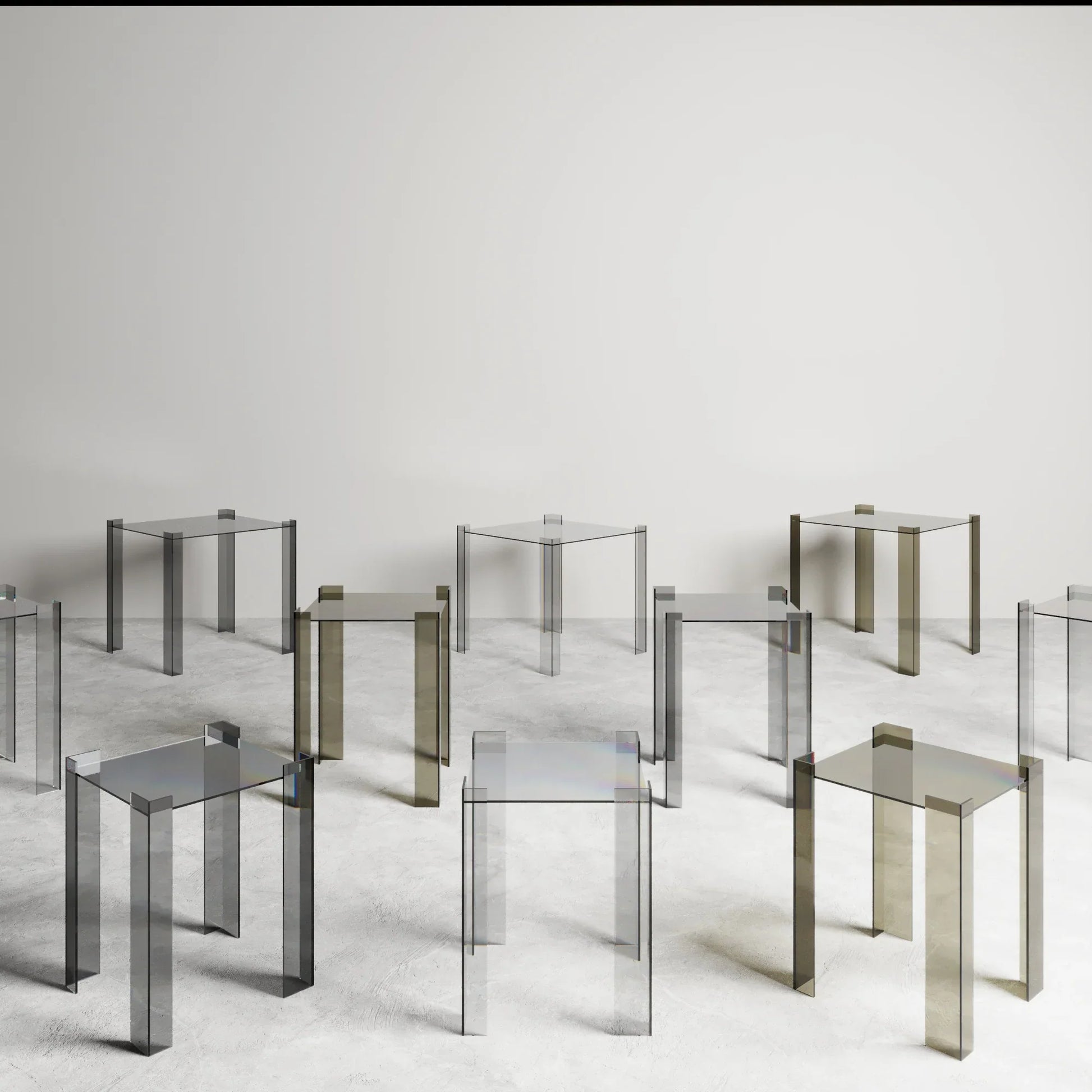 De Stijl Cam Yan Sehpa Büyük Transparan