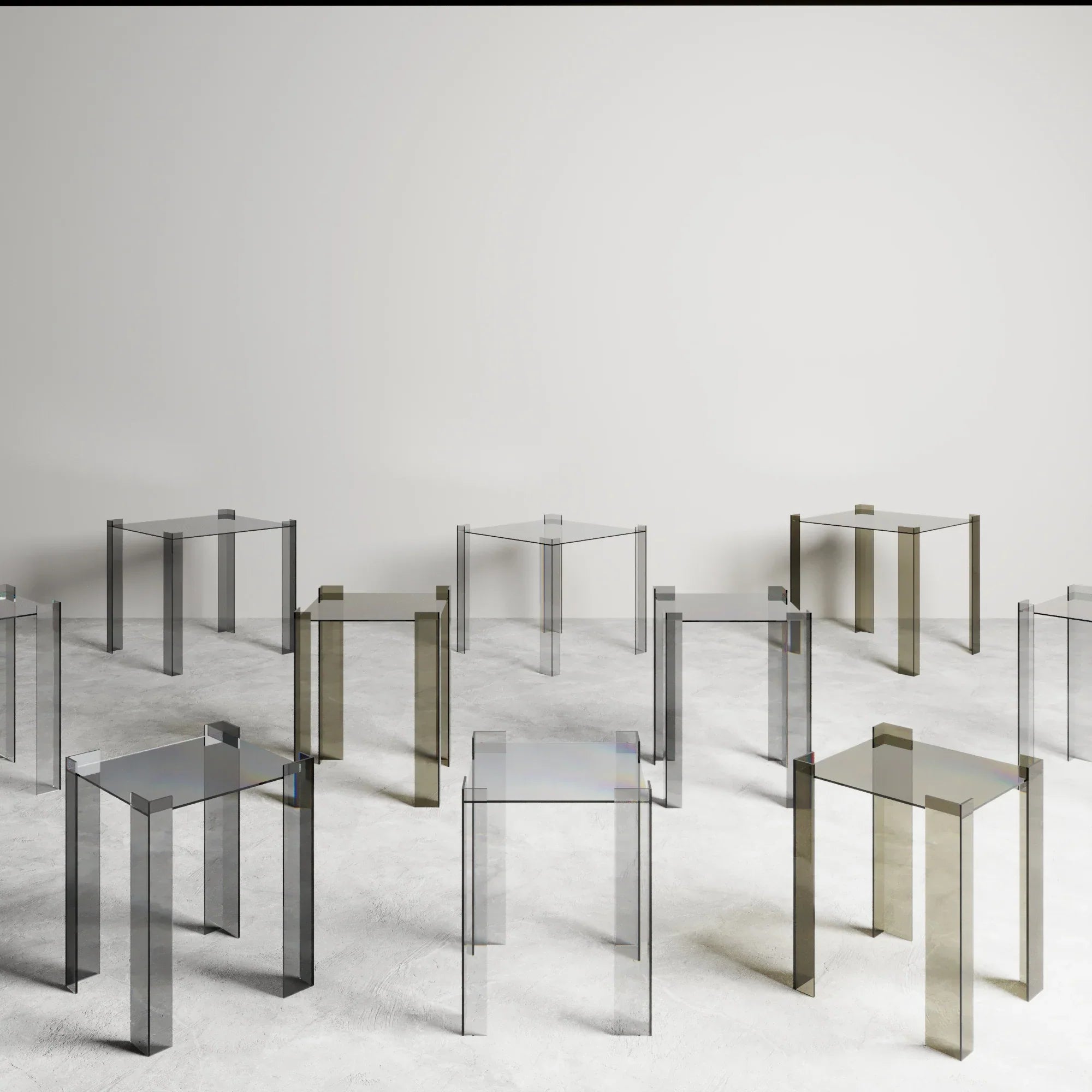 De Stijl Cam Yan Sehpa Büyük Transparan