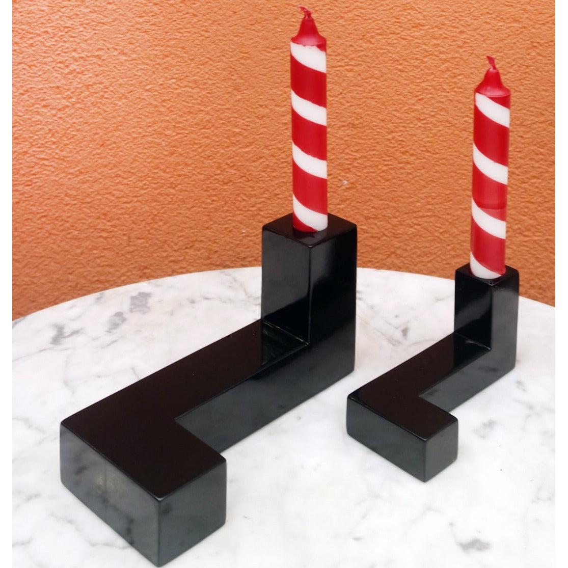 DE STIJL CANDLE HOLDER in black Large