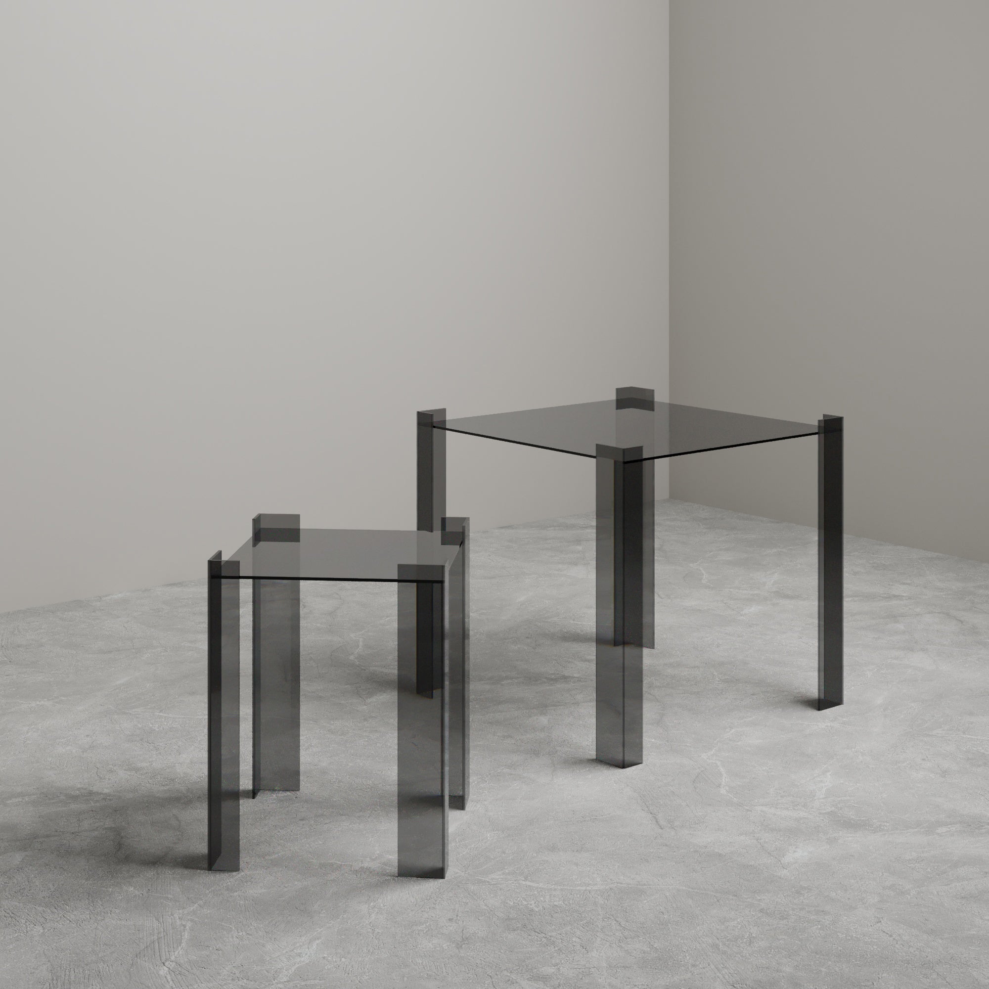 DE STIJL GLASS SIDE TABLE - Medium - Smoked