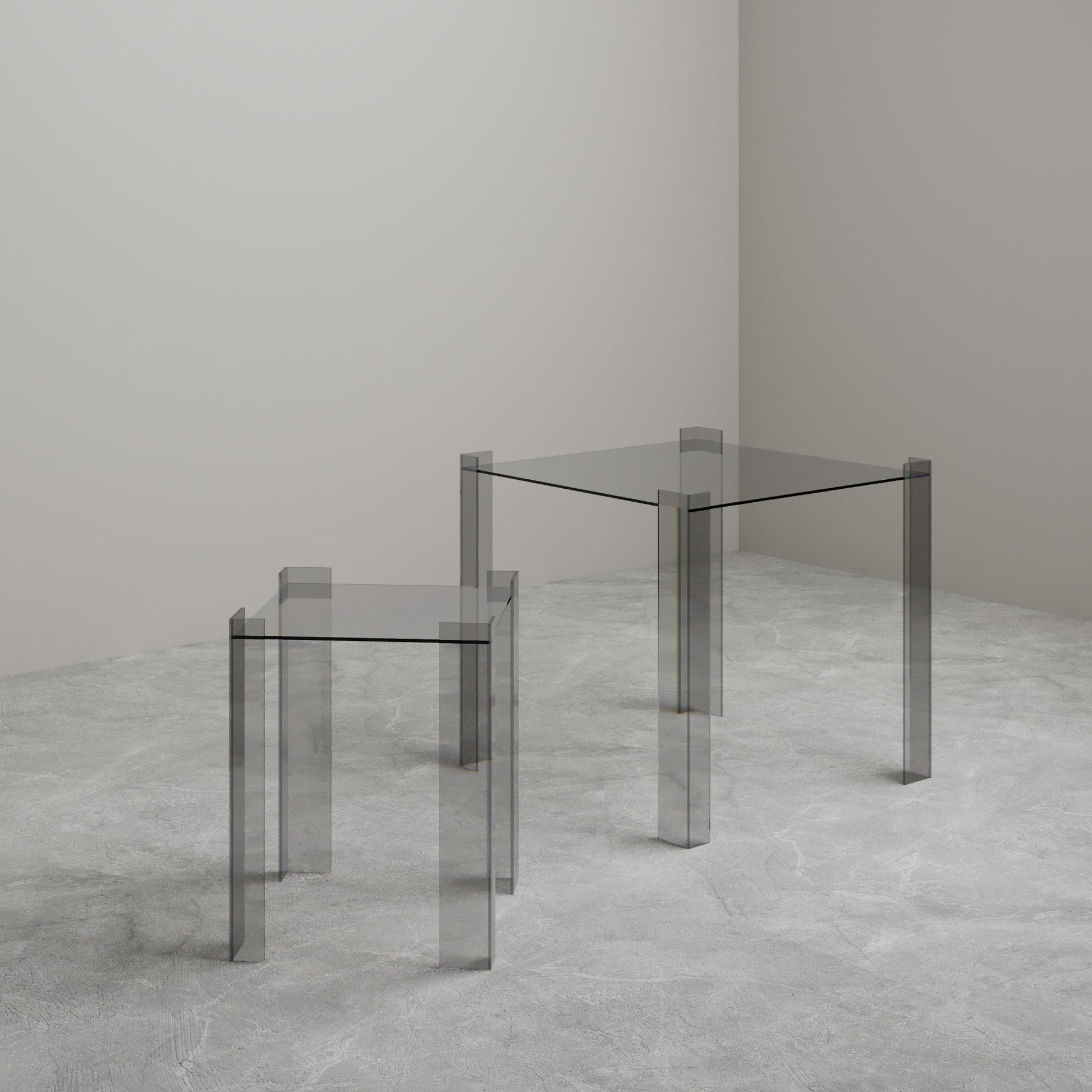 DE STIJL GLASS SIDE TABLE - Small - Transparent