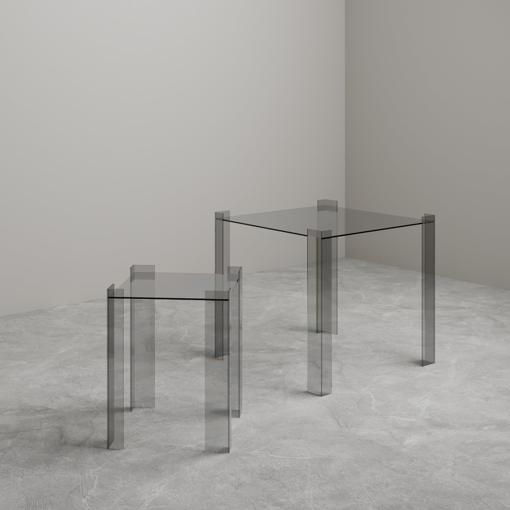 DE STIJL GLASS SIDE TABLE - Small - Transparent